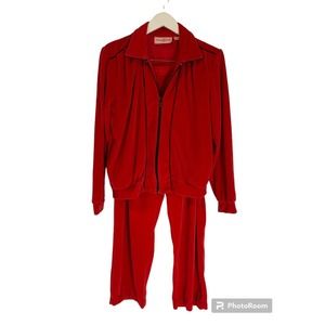 Vintage 90's Goola Gong Velour Red Track Suit Medium